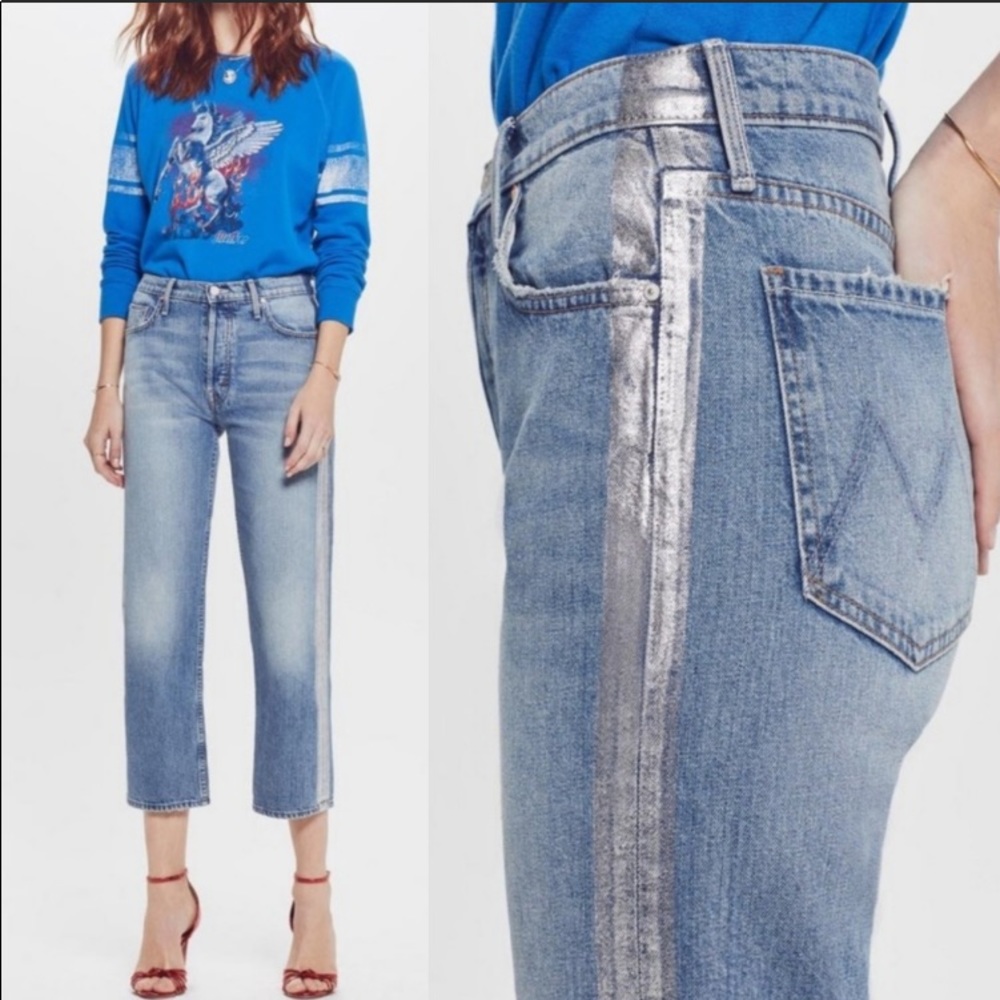 Mother Denim Relaxed jeans w silver stripe